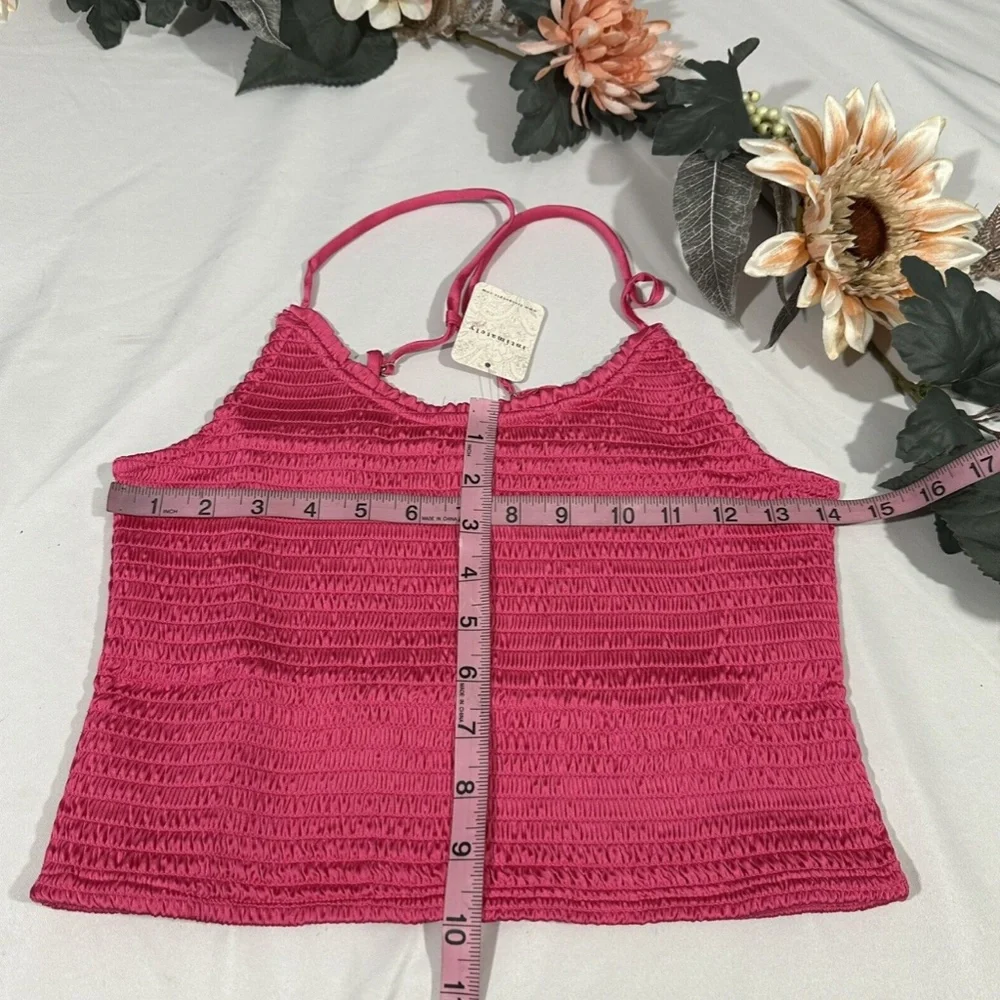 NWT $58 Free People [ Small ] Smocked Right‎ on Time Camisole Fuchsia Pink